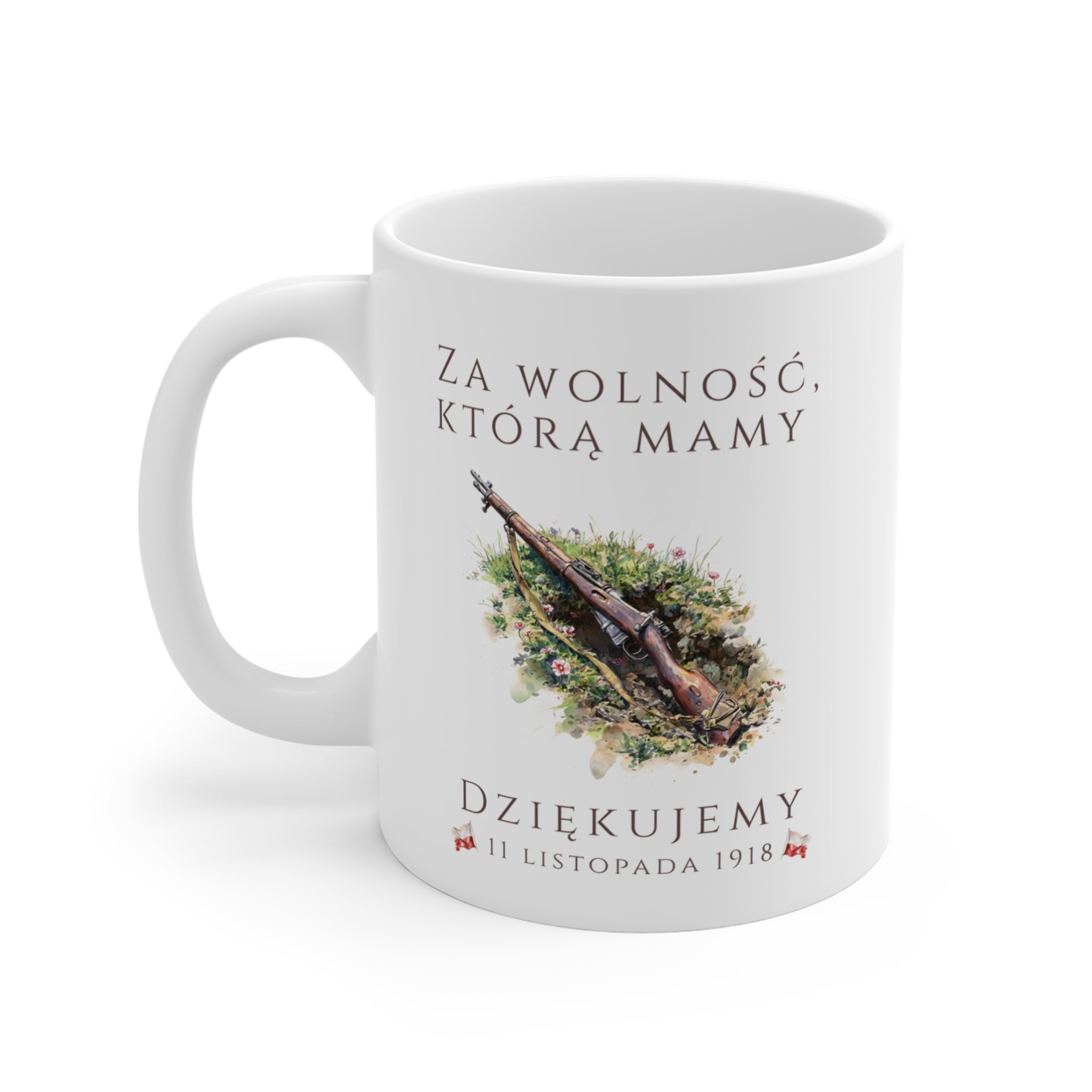 Polish Independence Day Ceramic Mug 11oz | “Thank You” Design | Za Wolnosc Dziekujemy 11 listopada | Dzien Niepodleglosci | Patriotic Polish Coffee Cup | Polish Canadian Heritage Gift