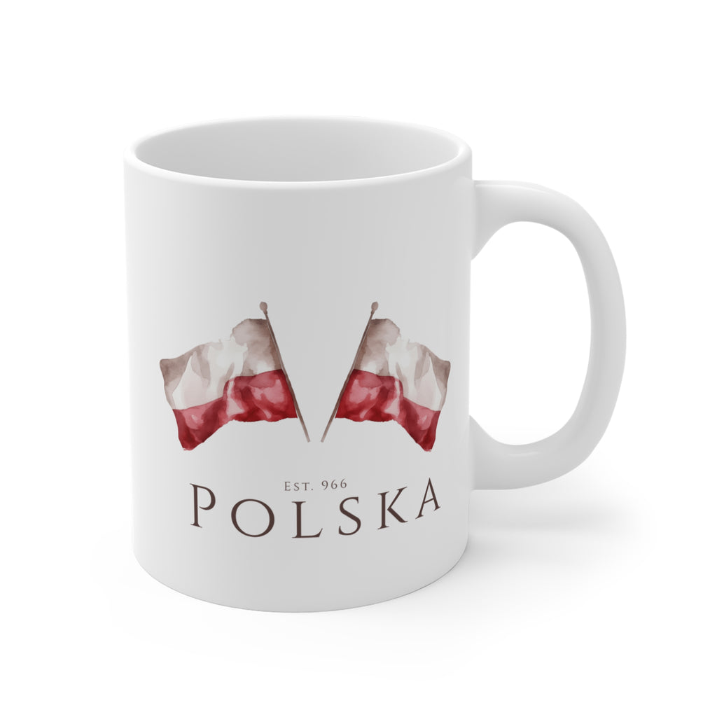 Polish Flag 11oz Ceramic Mug | Polska Flaga | Polish Pride Coffee Cup | Patriotic Polish Gift | Polish Canadian Heritage Mug