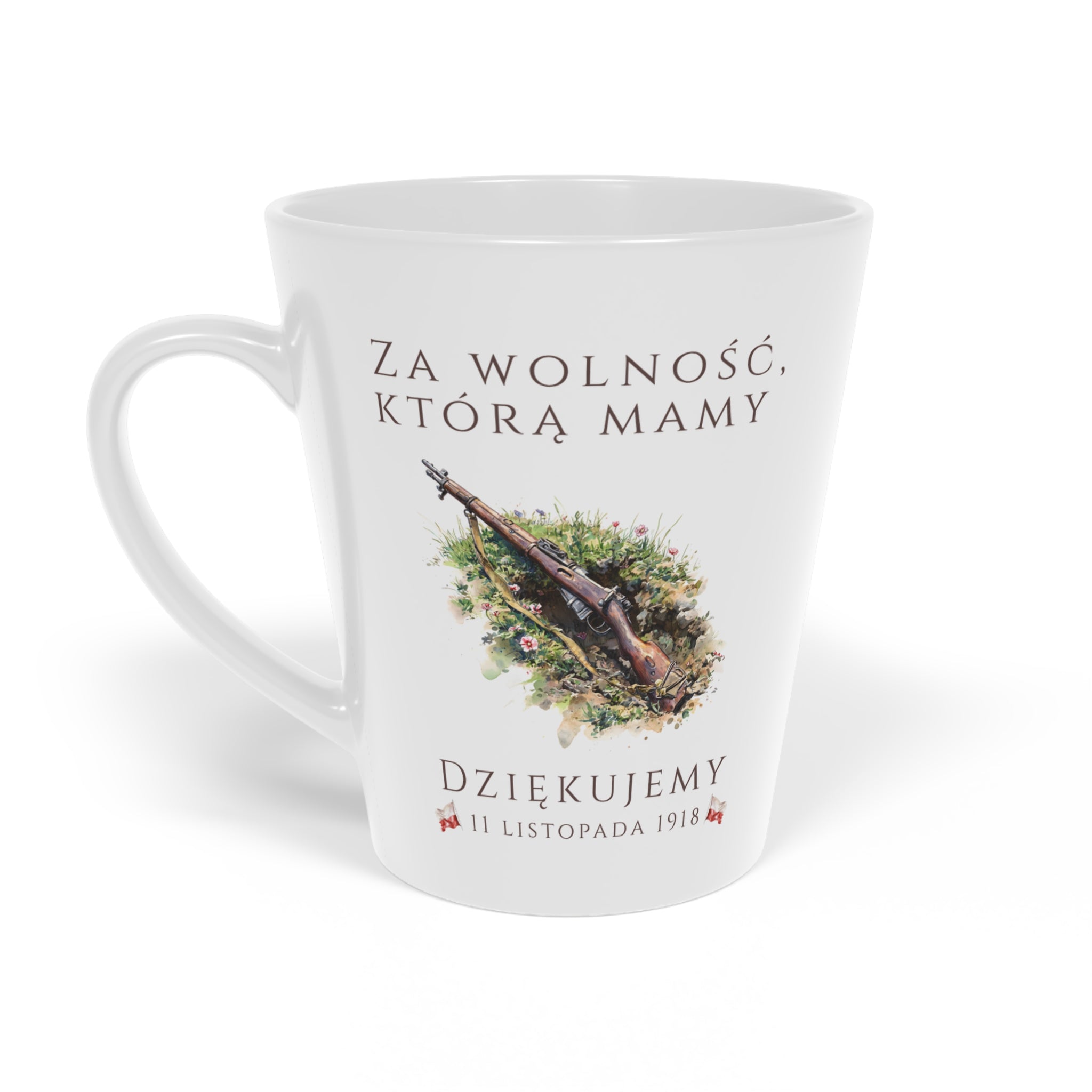Polish Independence Day Latte Mug 12oz | “Thank You” Design | Za Wolnosc Dziekujemy 11 listopada | Dzien Niepodleglosci | Patriotic Polish Coffee Cup | Polish Canadian Heritage Gift