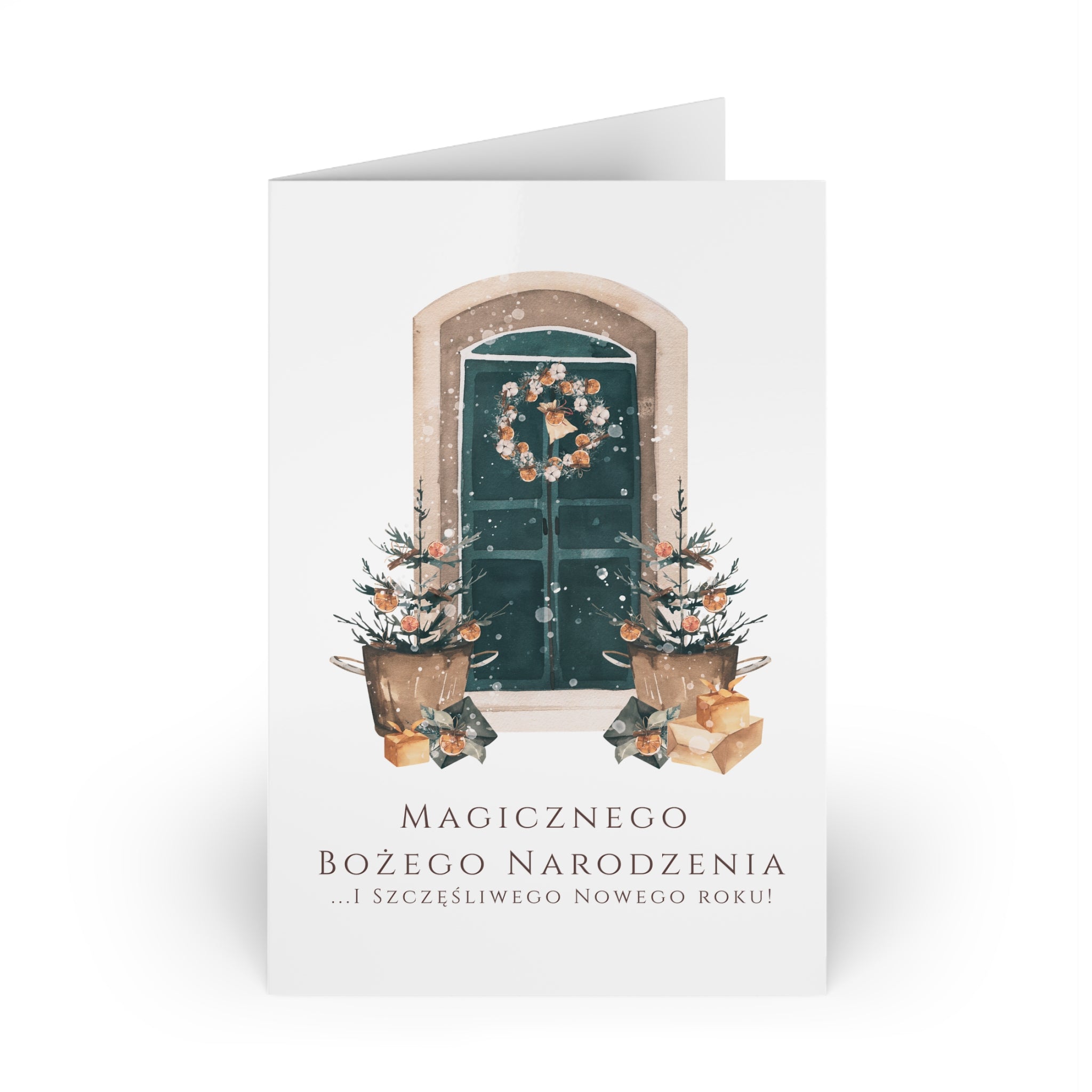 Polish Christmas Greeting Card – Christmas Door Entry (Polish: Magicznego Bożego Narodzenia)