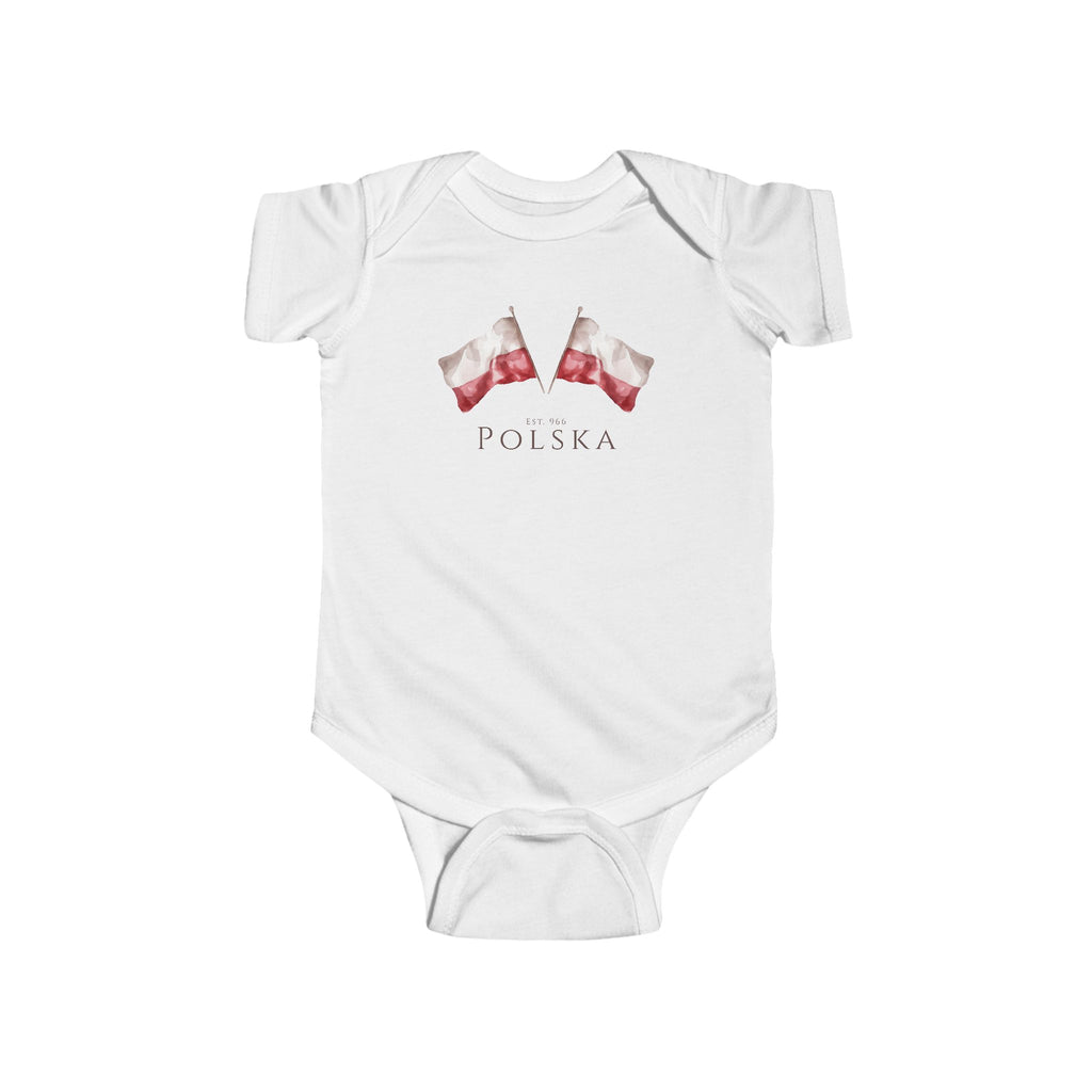 Polish Flag Infant Bodysuit | Polska Flaga Baby Onesie | Polish Heritage Baby Gift | Polish Canadian Family Apparel