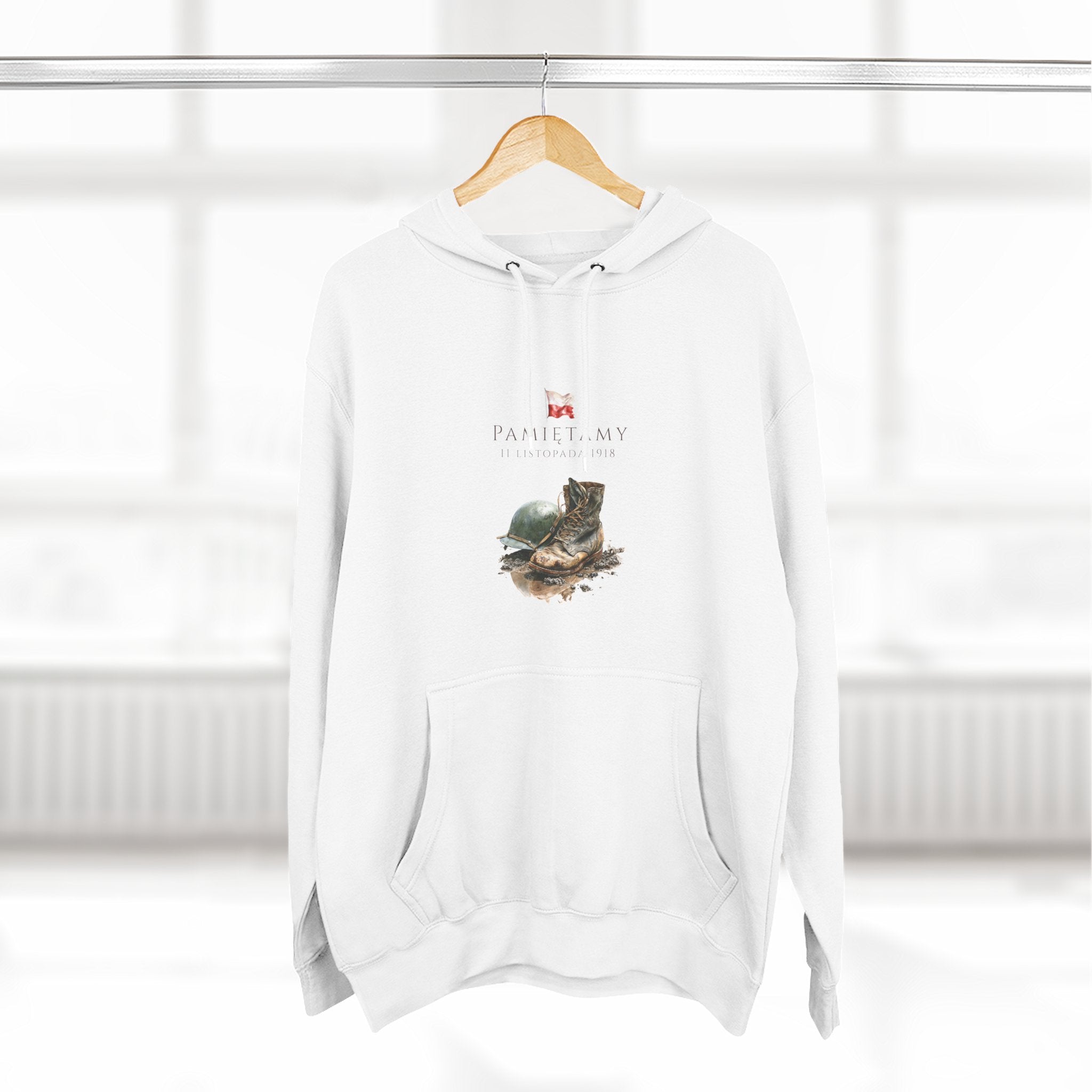 Polish Independence Day Adult Fleece Hoodie | “We Remember” Design | Pamietamy 11 listopada | Dzien Niepodleglosci | Patriotic Polish Hoodie | Polish Canadian Heritage Apparel