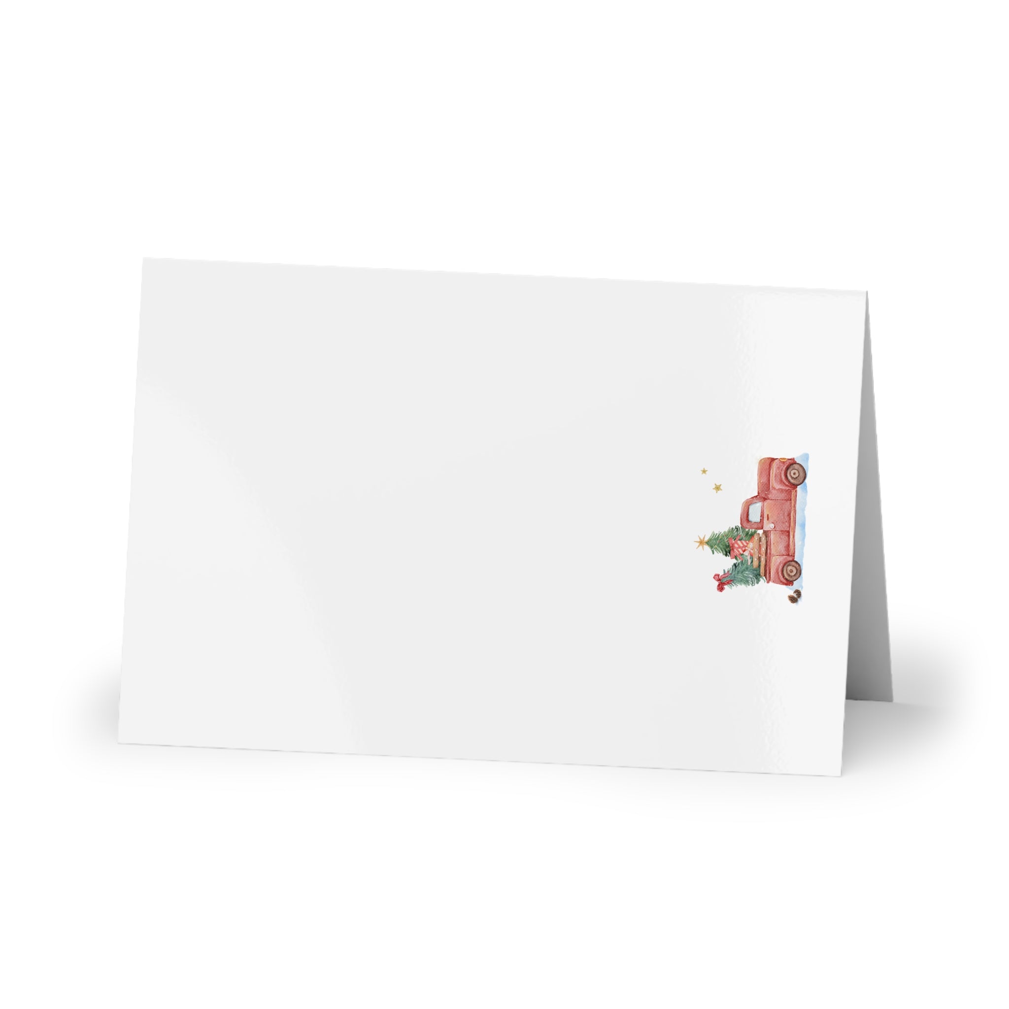 Polish Christmas Greeting Card – Vintage Red Truck with Christmas Tree (Polish: Wesołych Świąt)