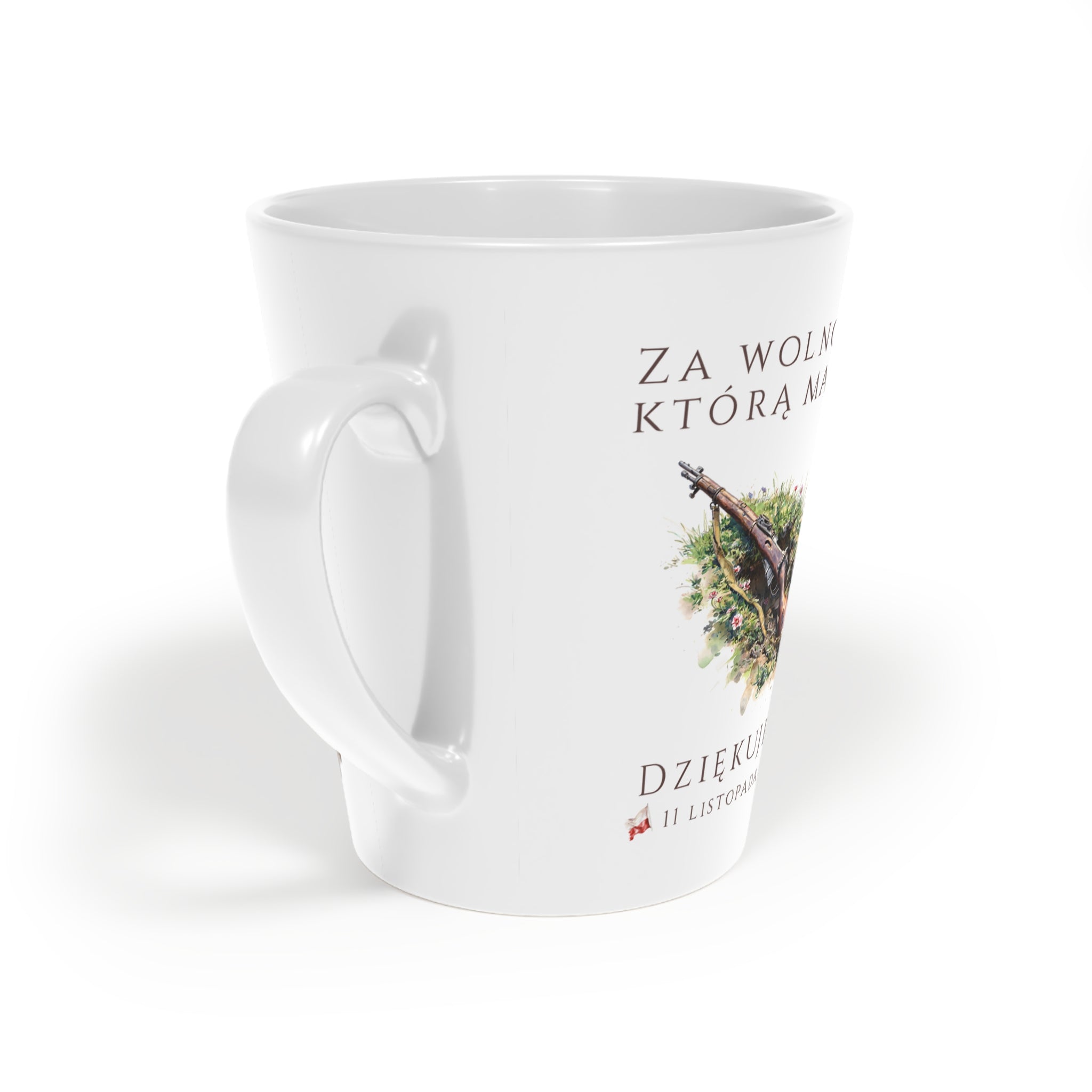 Polish Independence Day Latte Mug 12oz | “Thank You” Design | Za Wolnosc Dziekujemy 11 listopada | Dzien Niepodleglosci | Patriotic Polish Coffee Cup | Polish Canadian Heritage Gift