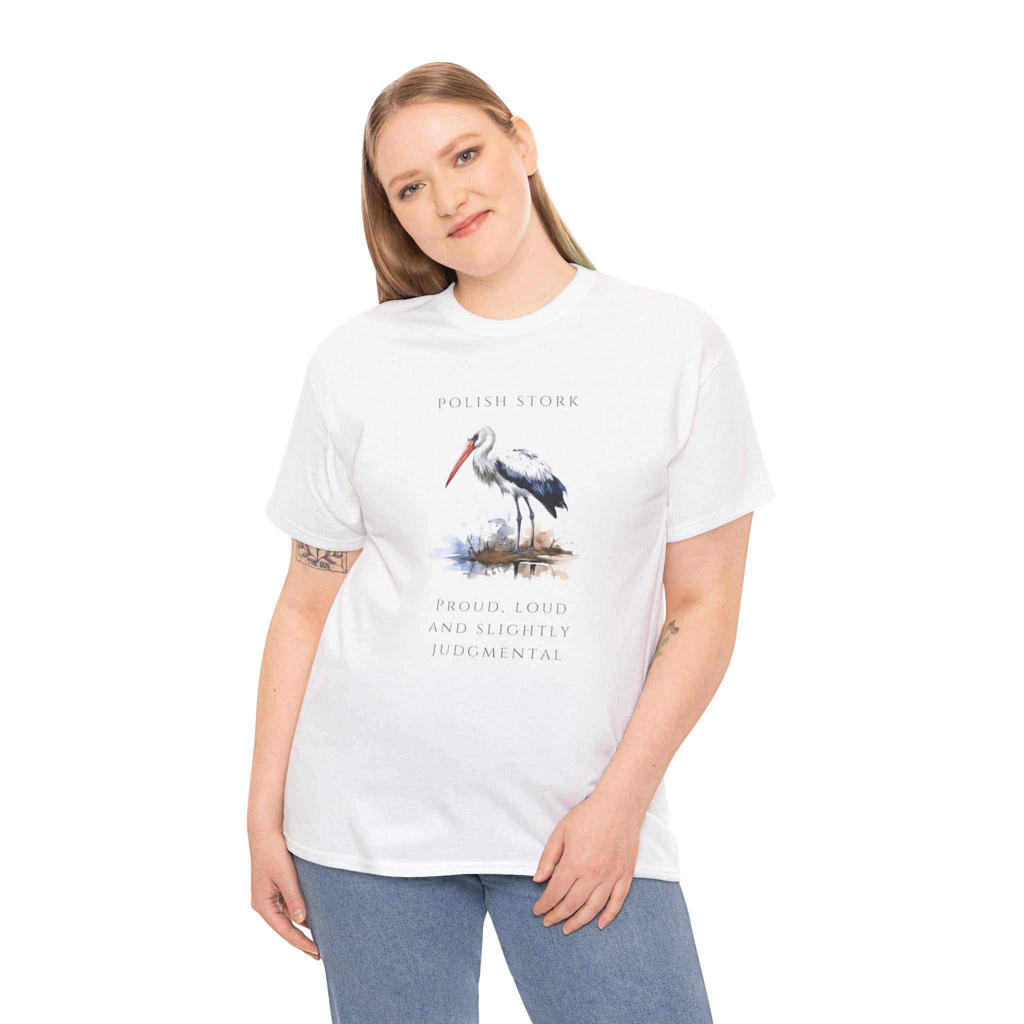 Polish Stork Unisex T-Shirt | "Proud, Loud and Slightly Judgemental" | Funny Polish Identity Tee | Polish Canadian Heritage Apparel