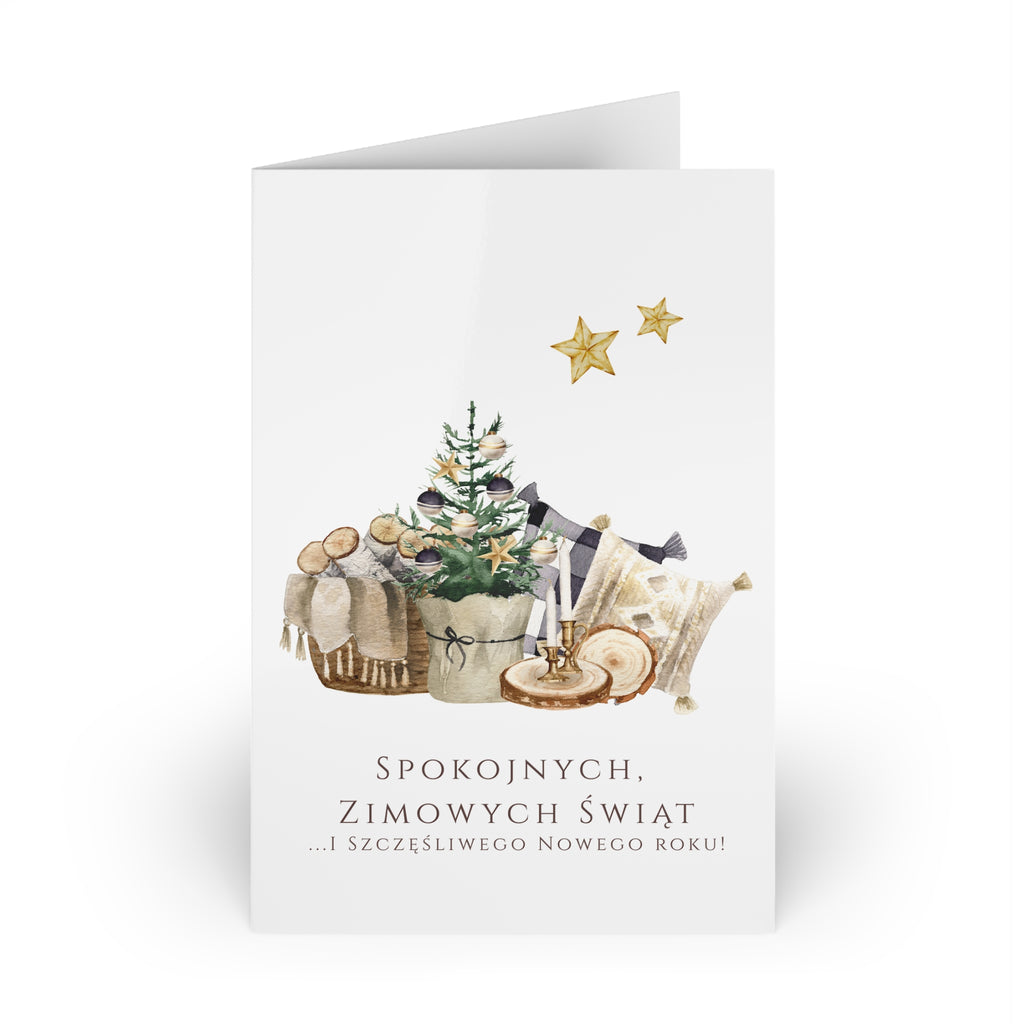 Polish Cozy Christmas Decor Greeting Card (Polish: Spokojnych, Zimowych Świąt)