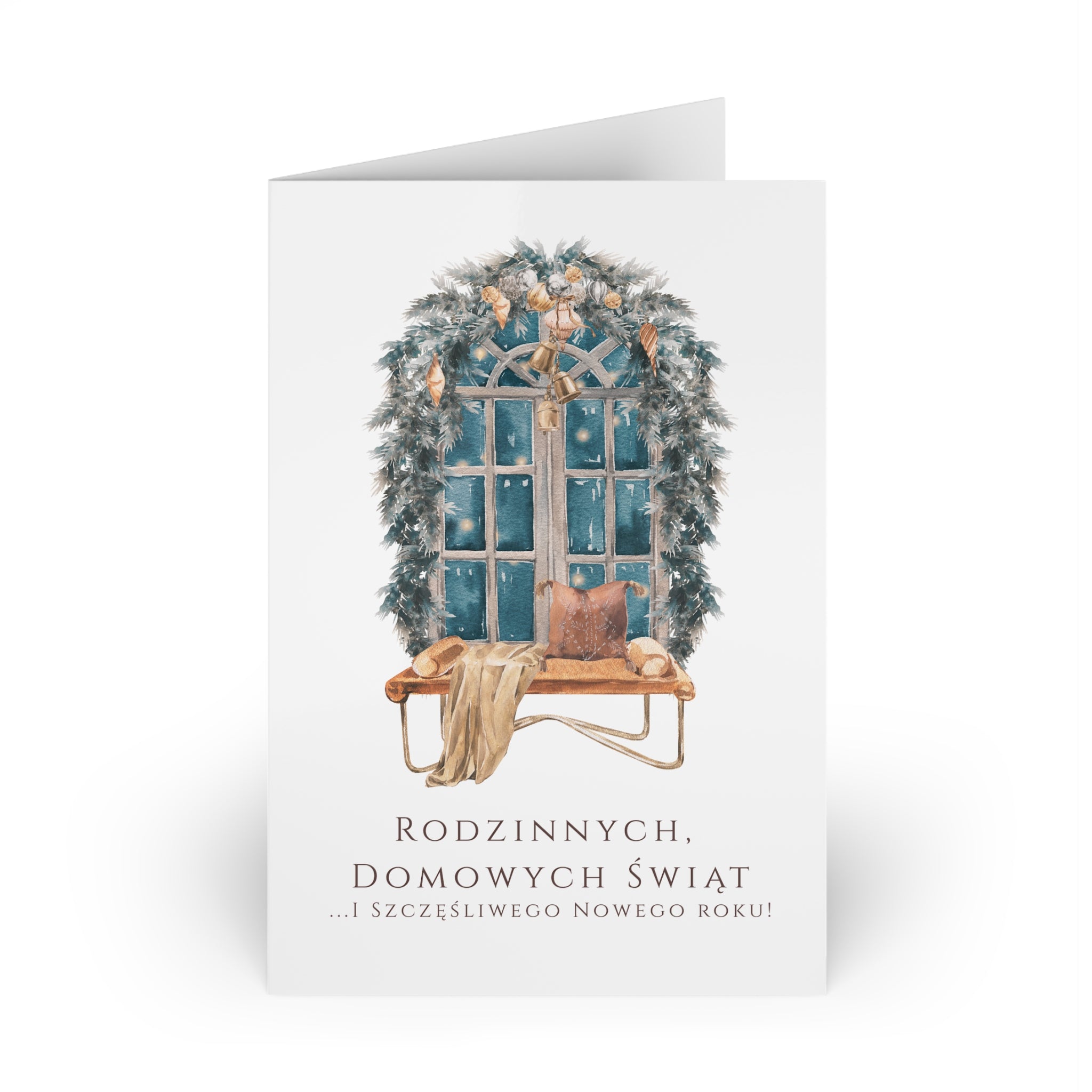 Polish Christmas Window Greeting Card (Polish: Rodzinnych, Domowych Świąt)