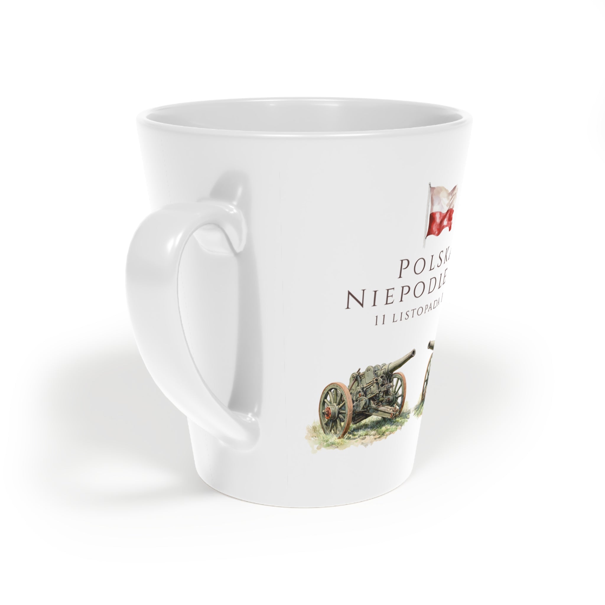 Polish Independence Day Latte Mug 12oz | “Independent Poland” Design | Polska Niepodległa 11 listopada | Dzien Niepodleglosci | Patriotic Polish Coffee Cup | Polish Canadian Heritage Gift