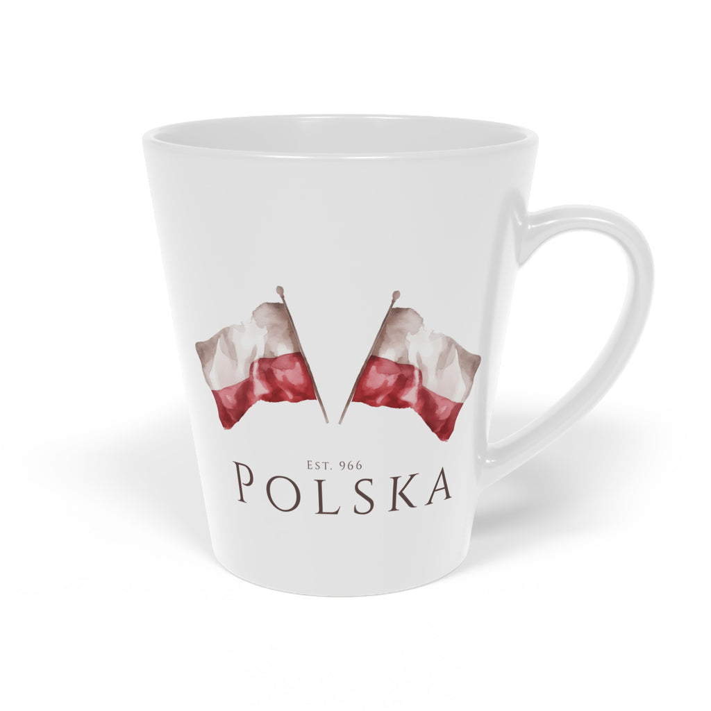 Polish Flag Latte Mug 12oz | Polska Flaga | Polish Pride Coffee Cup | Patriotic Polish Gift | Polish Canadian Heritage Mug