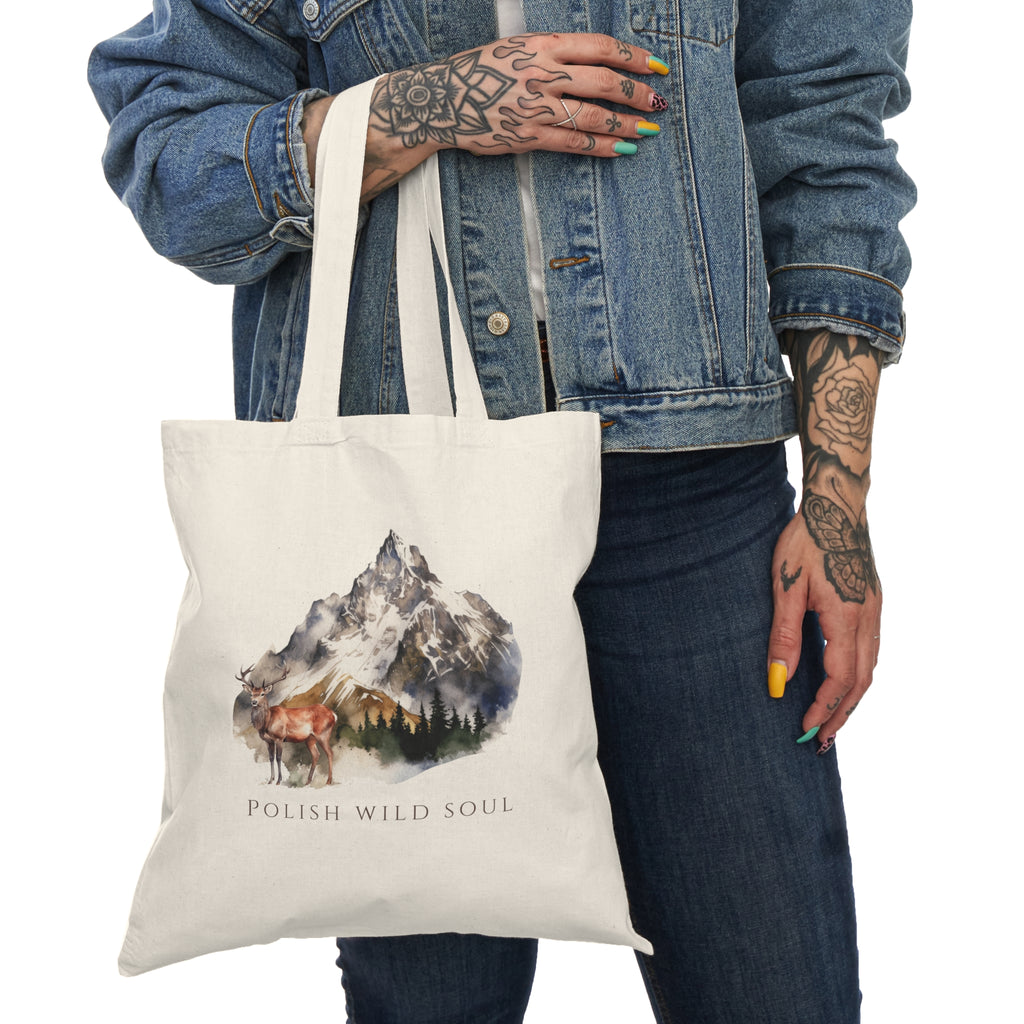 Polish Wildlife Tote Bag | Deer & Mountain Design | Polish Nature-Inspired Tote | Polish Heritage Apparel | Polish Canadian Identity Gift